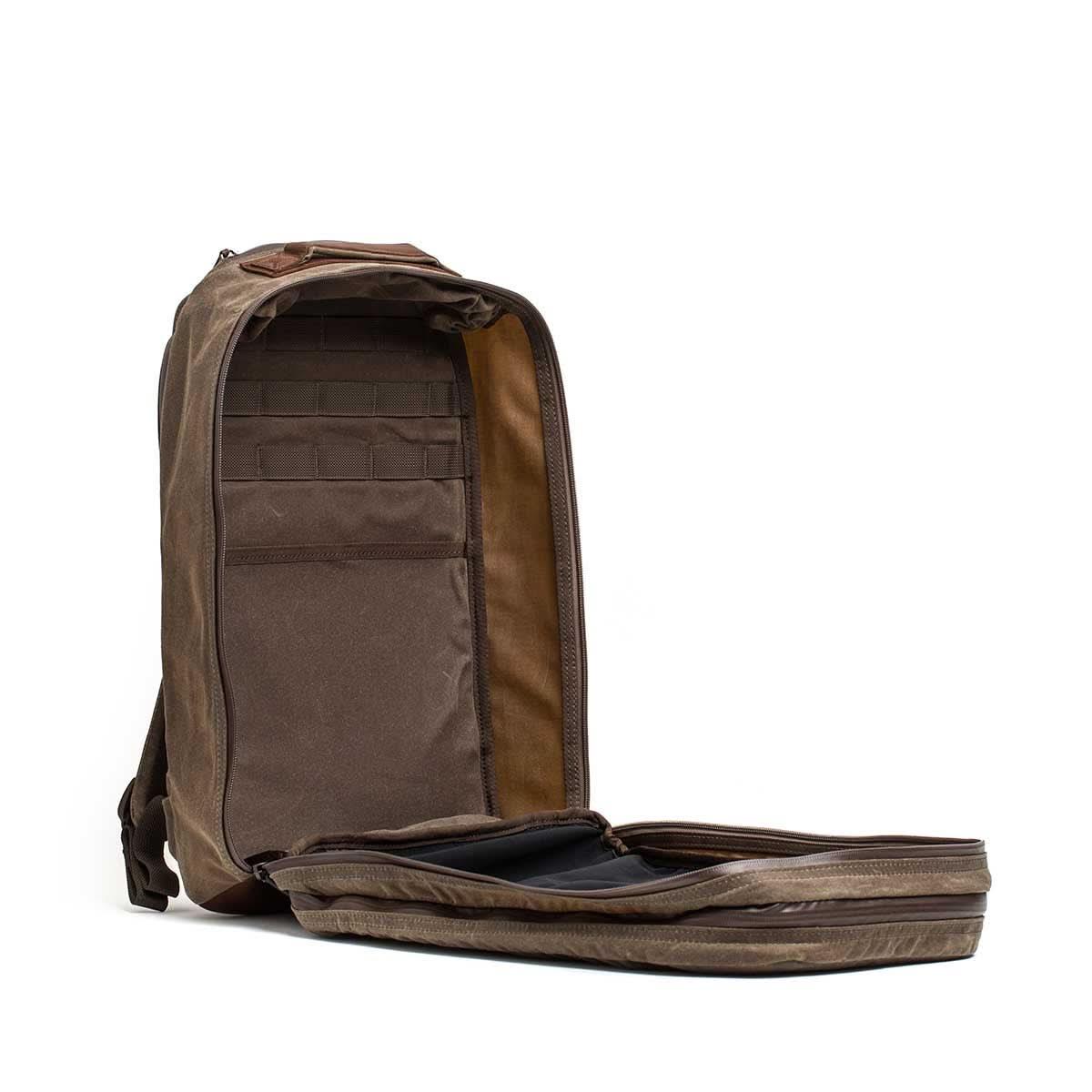 Double Compartment Bullet Ruck - Heritage Waxed Canvas - 18L - Image 14